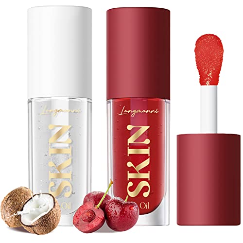 LANGMANNI Lip Oil,No-Sticky Gloss Lip Balm Lip Care,Fruit Flavoured Lip Oil For Dry Lip's Moisturizing Hydrating And Nourishing (Strawberry+Coco) 12pcs