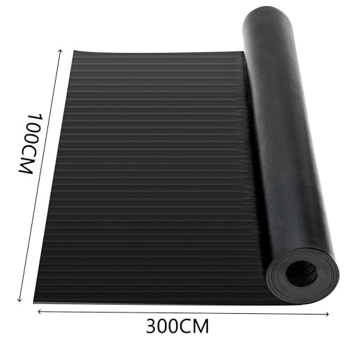 Nisorpa Gummimatte 300cm x 100cm Gummimatten 3mm Dicke Gummiläufer Schutzmatte Garagenboden Gummi Antirutschmatte für Keller, Werkstatt, Garage| Nadelstreifenmuster
