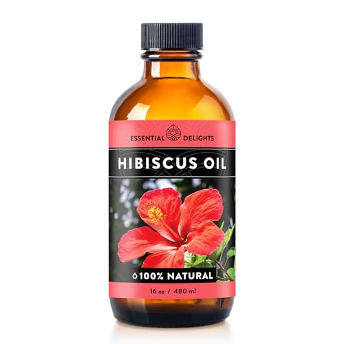 Image of Hibiscus Oil by Essential Delights - Premium Cold Pressed Carrier Oil (16 oz.) | for Skin, Face, Body, Hair, Massage, and Aromatherapy Blends