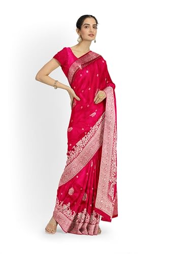 HerClozet gold banarasi silk saree in soft silk – image 2