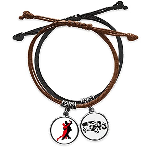 Bracelet corde Danse la Danse Sociale Duo en cuir véritable pour couple