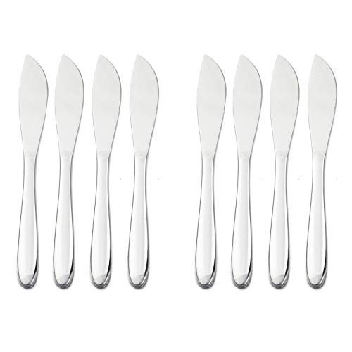 BRIIEC Stainless Steel Everyday Flatware Dinner Knives with Round Edge, Pack of 8, Silverware Set