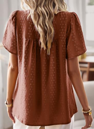 Image of Falechay Womens Summer Tops Flowy Boho Shirts Dressy Casual Short Sleeve