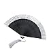 Tragbarer Faltventilator 22 cm Seidenfächer Faltventilator Chinesischer Stil Grauer Lackrand Bambusventilator Sommer Einfach Einfarbig Dekorative Ornamente Handwerksgeschenke ColorD