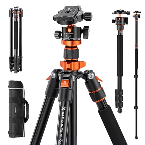 K&F CONCEPT Tripod for Camera, 78' Aluminum Camera Tripod, 81' Tripods & Monopods, Stable Heavy Duty Travel Tripod for DSLR Cameras, Max Load 22 lbs
