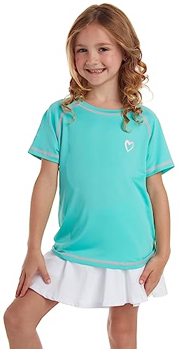 Pink Platinum Girls Rash Guard Shirt - 2 Pack UPF 50+ Quick Dry Short Sleeve Swim Shirt Rash Guard for Girls (Sizes: 4-16)2