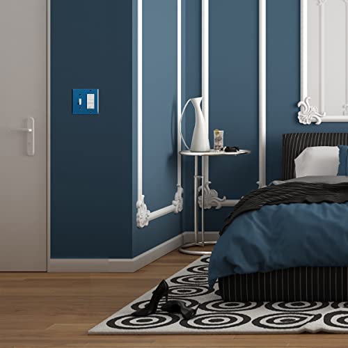 Image of ENERLITES Combination Toggle Switch and Decorator Receptacle Metal Wall Plate, Corrosion-Resistant, Stainless Steel 201, Standard Size 2-Gang 4.50 inch x 4.57 inch, UL Listed, 771131-PBL, Polished Blue