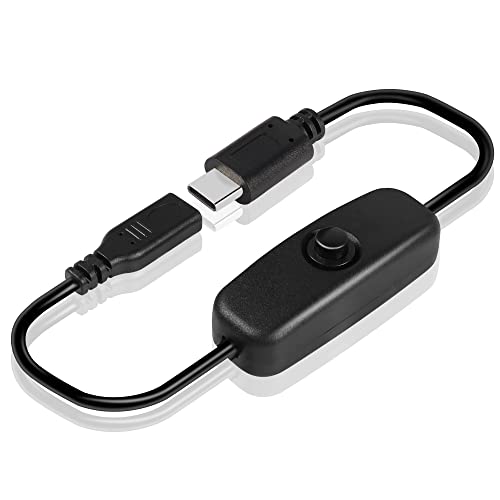 GINTOOYUN Kabel USB C z przyciskiem ON/OFF USB typu C męski na żeński kabel zasilający z przełącznikiem do Raspberry Pi 4B Zasilanie 30 cm