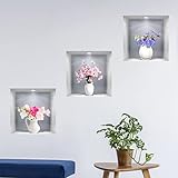 CNUSER 3D Vase Wall Stickers White Vases Daisy Flower Wall Decal DIY Rose Floral Wall Decor Removabl