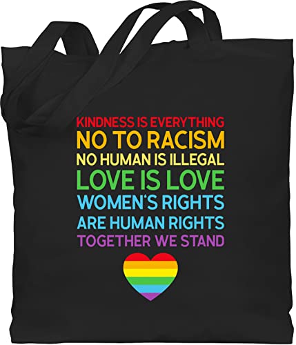 Baumwolltasche - LGBTQ Kleidung Flag - Together We Stand – Pride - Unisize - Schwarz - lgbt love is love beutel jutebeutel csd stofftasche lesbian jutetasche lqbtq tragetasche gay tasche lgbtqia