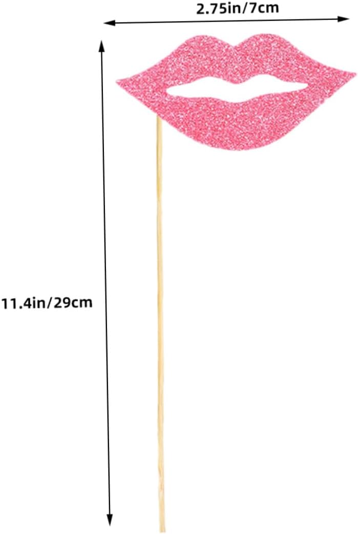 Veemoon 60pcs Pink Lip Photo Booth Props Handheld Funny Wedding Party Decorative Cutouts for Birthday Carnival Selfie Supplies