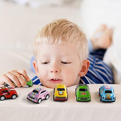 SULOLI 8PCS Pull Back Cars,Mini Push and Go Car Toy,Pull Back Racing Vehicles for 2 3 5 Year Olds Boys Party Bags Fillers