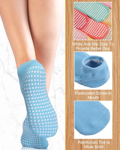 Chuarry 60 Pairs Cotton Yoga Socks Non Slip Skid Sticky Socks for Women Elderly Hospital Pilates Ballet Barre2