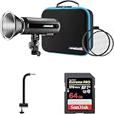Westcott FJ200 200W Strobe with AC/DC Lithium Polymer Battery | 8' Extension Arm & 64GB SDXC Memory Card Bundle