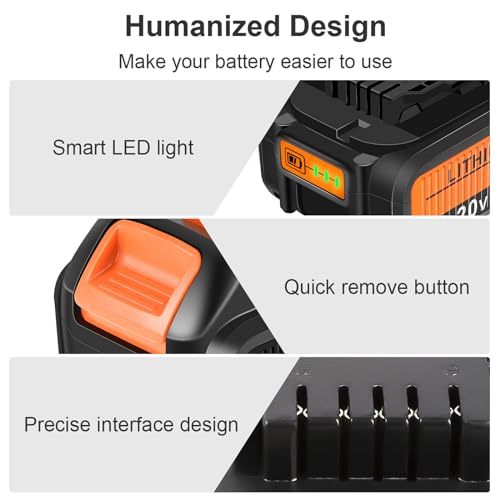 Koomicy 2Pack 20V 6.0Ah Replacement For Dewalt 20V Max Battery Dcb200 Dcb203 Dcb204 Compatible With Dewalt Dcd Dcf Dcg 20V Series Cordless Power Tools thumb #5