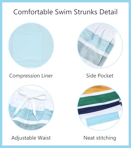 Belovecol Boys Swim Trunks with Compression Liner Anti-Chafe Swim Shorts Quick Dry UPF 50+ Bathing Suits Swimwear 7-20T3