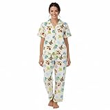 Bioworld Pokemon All-Over Print Women's Button-Down Shirt and Pants 2-Piece Pajama Set-Medium