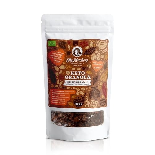 Elly Momberg - Bio-Keto Granola Kakao mit Haselnüssen ohne Zuckerzusatz*, Glutenfrei, Low Carb*200g 1er Pack