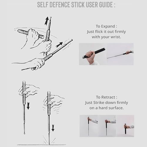 Image of Wissel Self Defence Stick | Extendable Safety Stick for Men and Women | Camping with Comfortable Grip | Anti Slip | Foldable (Pack of 1)