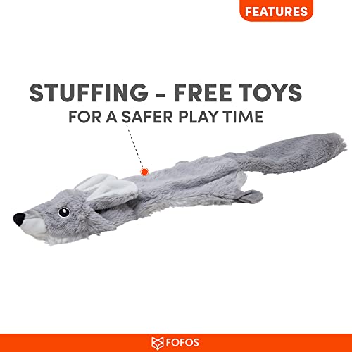 Image of BarkButler x Fofos Skinneez Stuffing Free Rabbit - Soft & Squeaky Toys for Dogs, Dog Toys for Large Dogs (5-30kgs) - Grey
