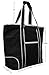 Earthwise Insulated Grocery Bag Shopping Cooler Tote Black with Silver & White Trim Large Capacity w/Zipper Closure and Front Pocket Thermal Cooler for Hot or Cold Food 18.5 W x 13.5 H (Black/Silver)