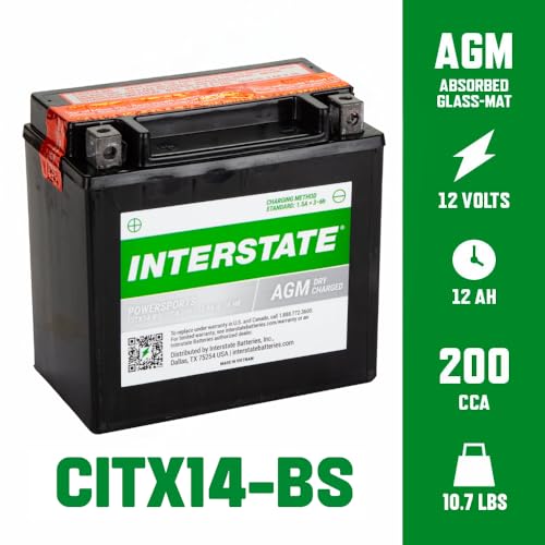 Image of Interstate Batteries YTX14-BS Powersports Battery 12V 12Ah 200CCA AGM