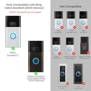 No-Drill Adhesive Doorbell Mount Compatible with Video Doorbell (2nd Generation - 2020 Release), Door Mounting Holder Bracket Accessories for Apartments Office Houses (1 Pack)