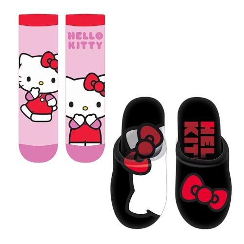 Sanrio Hello Kitty Zapatillas de Estar por Casa Mujer, Pantuflas...