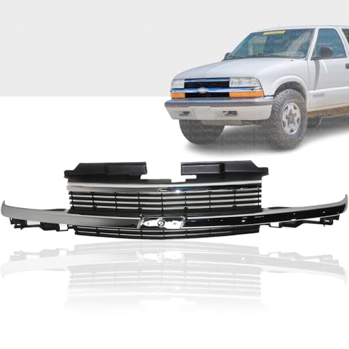 AutoNest - Front Grille Assembly Compatible with Chevrolet S10 Hor 1998-2004 | DIRECT REPLACEMENT | Painted Gray Shell and Insert | Plastic | 15015044 | GM1200397