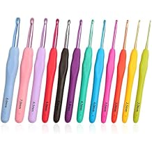 KOKNIT 12 PCS Crochet Hooks, Ergonomic Handle Crochet Hooks Set for Arthritic Hands, Comfortable Smooth Crochet Needles Extra Long Knitting Needles with Stitch Markers 12PCS