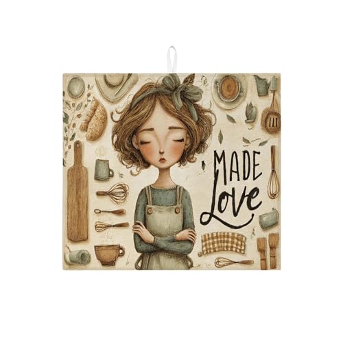 Charming Rustic Vintage Style Tappetino Scolastoviglie Tappetini Salvaspazio Tappetino Lavello Per Caffettiera Piani Tavoli 46X61Cm