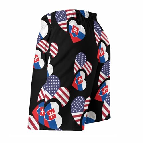 Slovakia US Flag Mens Swim Trunks with Mesh Liner Quick Dry Beach Shorts Funny Swimwear with Pockets4