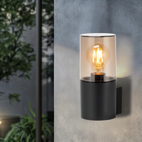 Miratic Luminaria de Jardín IP54 Lampara de pared E27 Aplique Pared Exterior 15W Luz Exterior para Iluminación Externa Resistente al Agua y Polvo - Bombilla no Incluida (Sin sensor de movimiento)