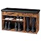 HOOBRO Schuhbank, Sitzbank, 3 offene Fächer, 82 x 31,5 x 46,5 cm, gepolstert, Stauraum unter der Sitzfläche, Schuhschrank, bis 150 kg belastbar, Flur, Wohnzimmer EBF40HX01