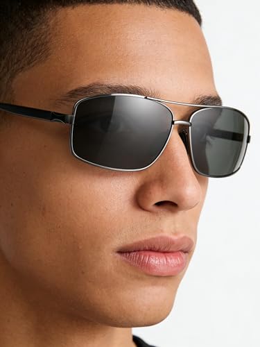 Image of Polarized Rectangle Sunglasses for Men Women UV400 Protection Adjustable Rectangular Driving Glasses Ultra Lightweight