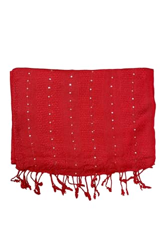 Image of Solid Sequin Stole with Tassels for Women & Men - Soft Lightweight Rayon Fabric | Available in 10+ Colours | 70 x 180 cm