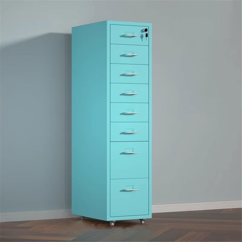 File Cabinet Metal File Data Organizer Multifunctional Office Storage Drawer Cabinet 8 Layer Large Capacity with Lock Office Cabinet(Blue)