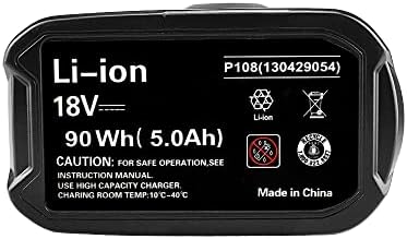 P108 18V 5.0Ah Li-ion Replacement Battery for Ryobi 18V One Battery, Compatible for Ryobi RB18L50 RB18L40 RB18L25 RB18L15 RB18L13 P102 P103 P104 P105 P106 P107