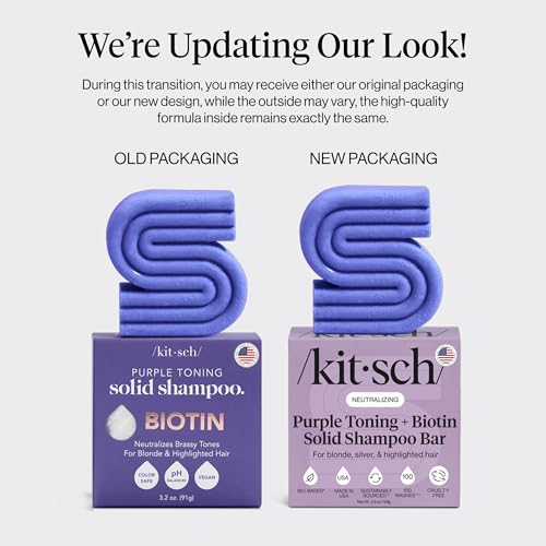 Image of Kitsch Purple Shampoo Bar Soap for Blondes & Color Treated Hair - 3.5 oz | Shampoo For Color Treated Hair - Biotin Shampoo for Neutralizing Brassy Tones - Paraben, Silicone & Sulfate Free Hair Care