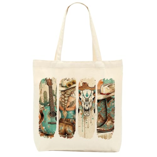 Bolso tipo tote western de lona para mujer miniatura 1