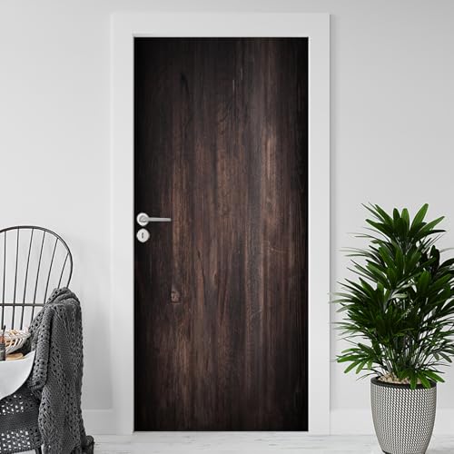 Vinilos Para Puertas 95X215Cm Grano De Madera Marrón Negro Vinilo Puerta 3D Pegatinas Para La Renovación De La Puerta Arte Mural Etiqueta Carteles Pegatinas De Pared Diy Decoraciones