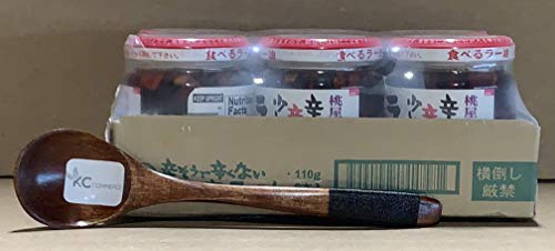 Momoya Chili Oil with Fried Garlic Taberu Layu 3.88 Oz Pack of 6 Bundle With FREE KC Commerce Wooden Spoon - Thumbnail 2