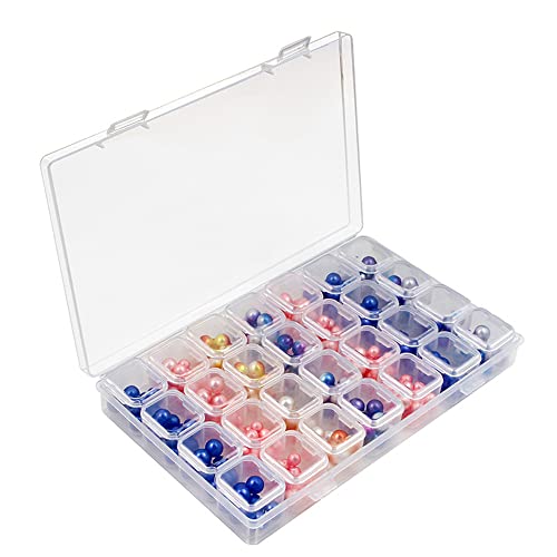 Image of Diamond Painting Storage Containers, Qtopun 28 Grids Portable Bead Storage Container Plastic Organizer Box Craft Case for Fishing Tackles, Beads, Seeds, Art Crafts, Nail Diamond