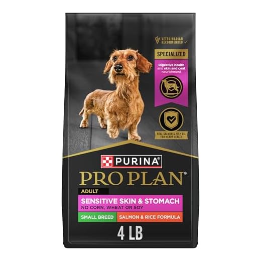 Purina Pro Plan Sensitive Skin and Stomach Dog Food Small Breed, Adult Salmon & Rice Formula - 4 lb. Bag