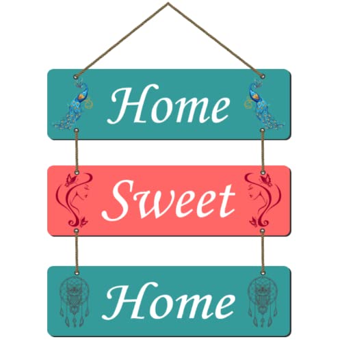 Webelkart®️ Decorative Home Sweet Home Wall Hanging Wooden Art Decoration Item for Living Room | Bedroom | Home Decor | Gifts | Quotes Decor Item | Wall Art for Hall | MDF Wall Sculpture , Set of 3
