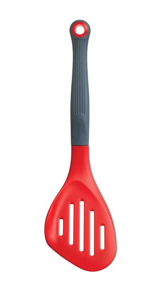 Colourworks Multi Fish Slice / Slotted Turner, Silicone, Cherry, 28 cm