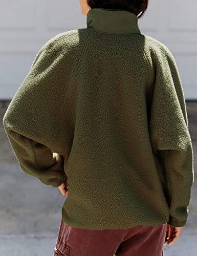 Prettygarden Women’s Casual Lapel Long Sleeve Button Sherpa Fleece Jacket Coat Winter Fleece Outwear With Pockets (Army Green, Medium) #TOP5