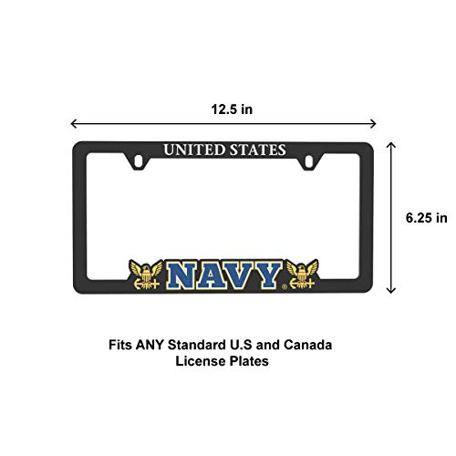 Officially Licensed Us Navy Car License Plate Frame/Universal Fit/Weatherproof Abs Plastic/Decal And Mounting Screws Included/ #TOP3