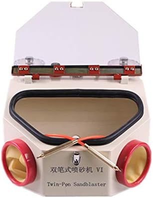 NSKI Dental Lab Equipment Twin-Pen Fine Sandblaster Unit Double Pen Sand Blaster with 2 Tank