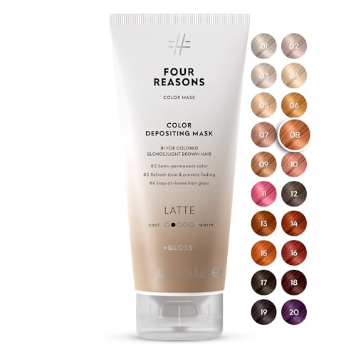 Image of FOUR REASONS Color Mask, Latte (27 Colors) - Hair Gloss & Color Depositing Conditioner - Semi Permanent Hair Toner for Color-Treated Hair Color For Women - Vegan & Cruelty-Free - 6.76 fl oz